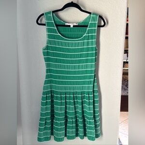 Max Studio Green and White Striped Midi Dress
